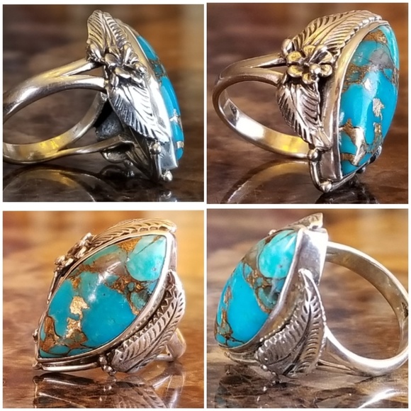 Genuine South Western Copper Turquoise Ring 6 - Picture 6 of 7